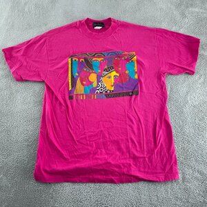 Vintage Sunset Bay Pink T-Shirt Faces Graphic 100% Cotton One Size 5172